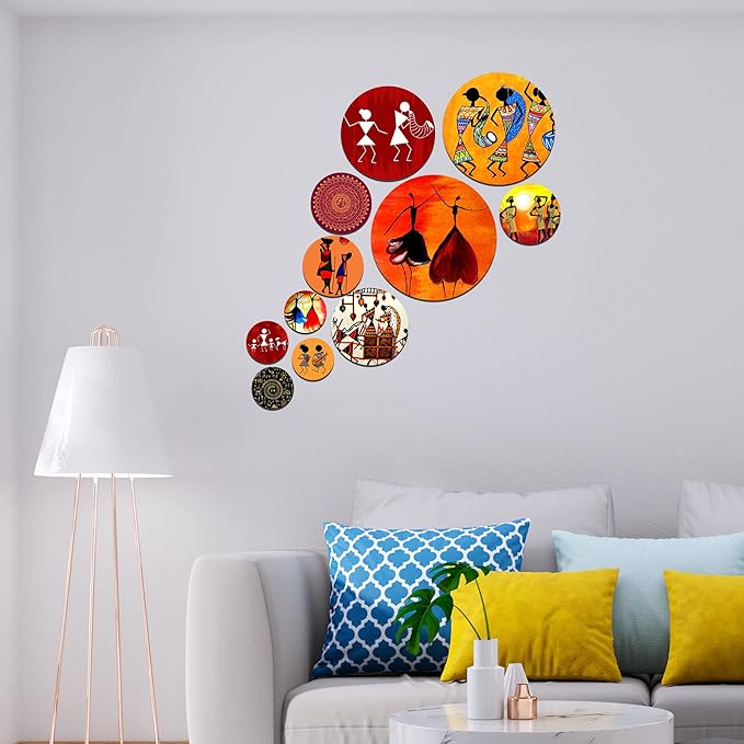 Artvibes Designer Engineered Wood Wall Hanging Decoration Item for Home Decor | Pack of 11 Pieces