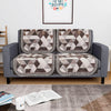 Kuber Industries Set of 4 Durable 2 Seater Sofa Cover Triangle Print White & Brown