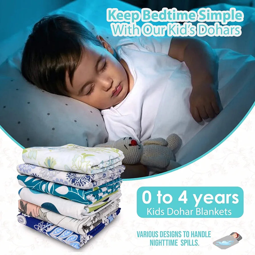 Divine Casa 120 TC 100% Cotton Toddler Baby Blanket Skin-Friendly Swaddle Dohar for 0-4 Years Colour Grey & Blue and Black