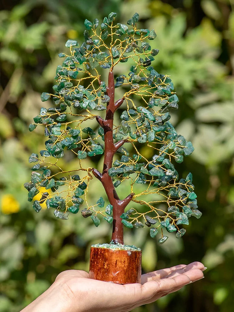 HindCraft Green Aventurine Crystal Tree Golden Wire 10-12 inch