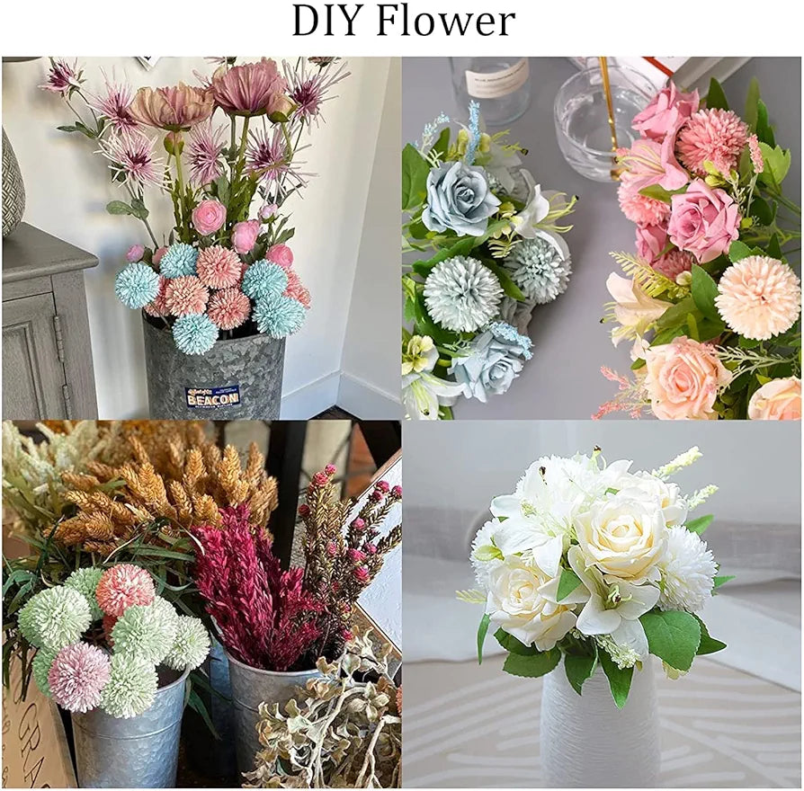 Artificial Chrysanthemum Ball Flowers Fabric Small Flower Sticks Bouquet Multicolour