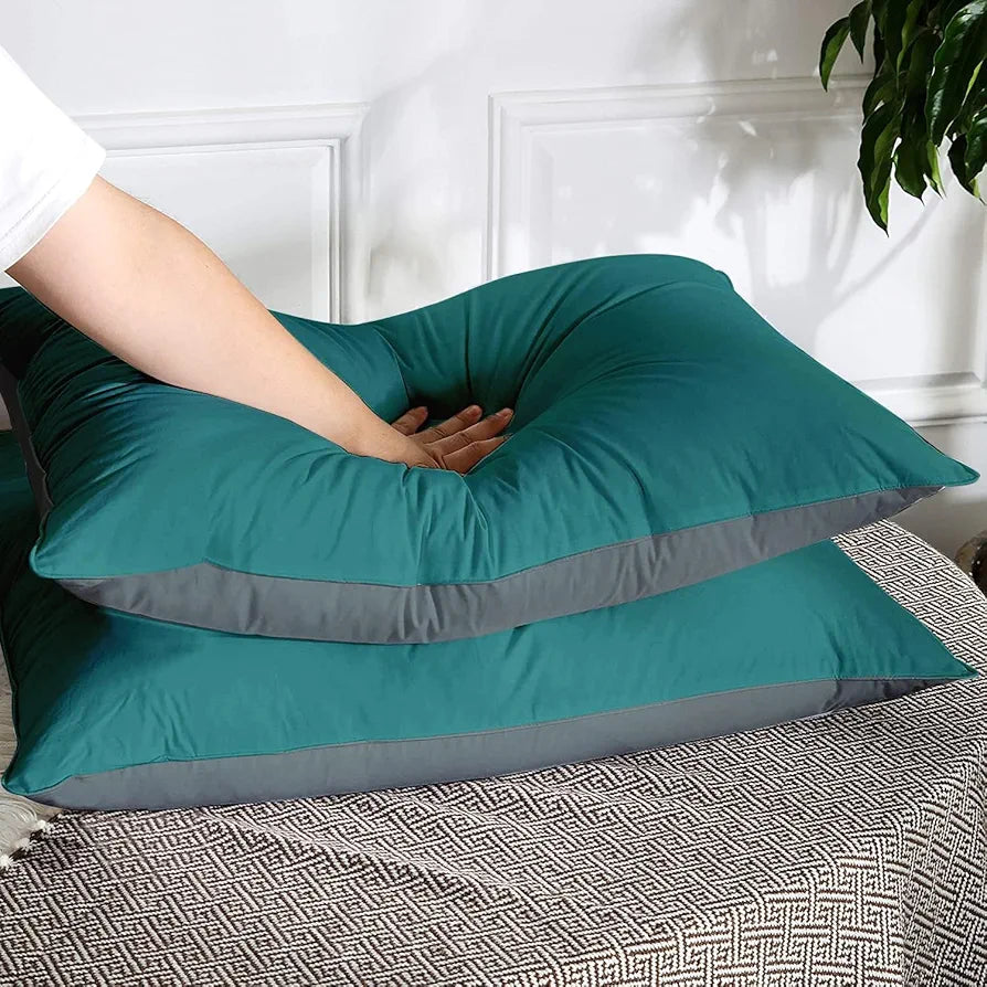 Cloth Fusion Premium Microfiber Soft Pillow Set of 2 King Size Teal & Grey