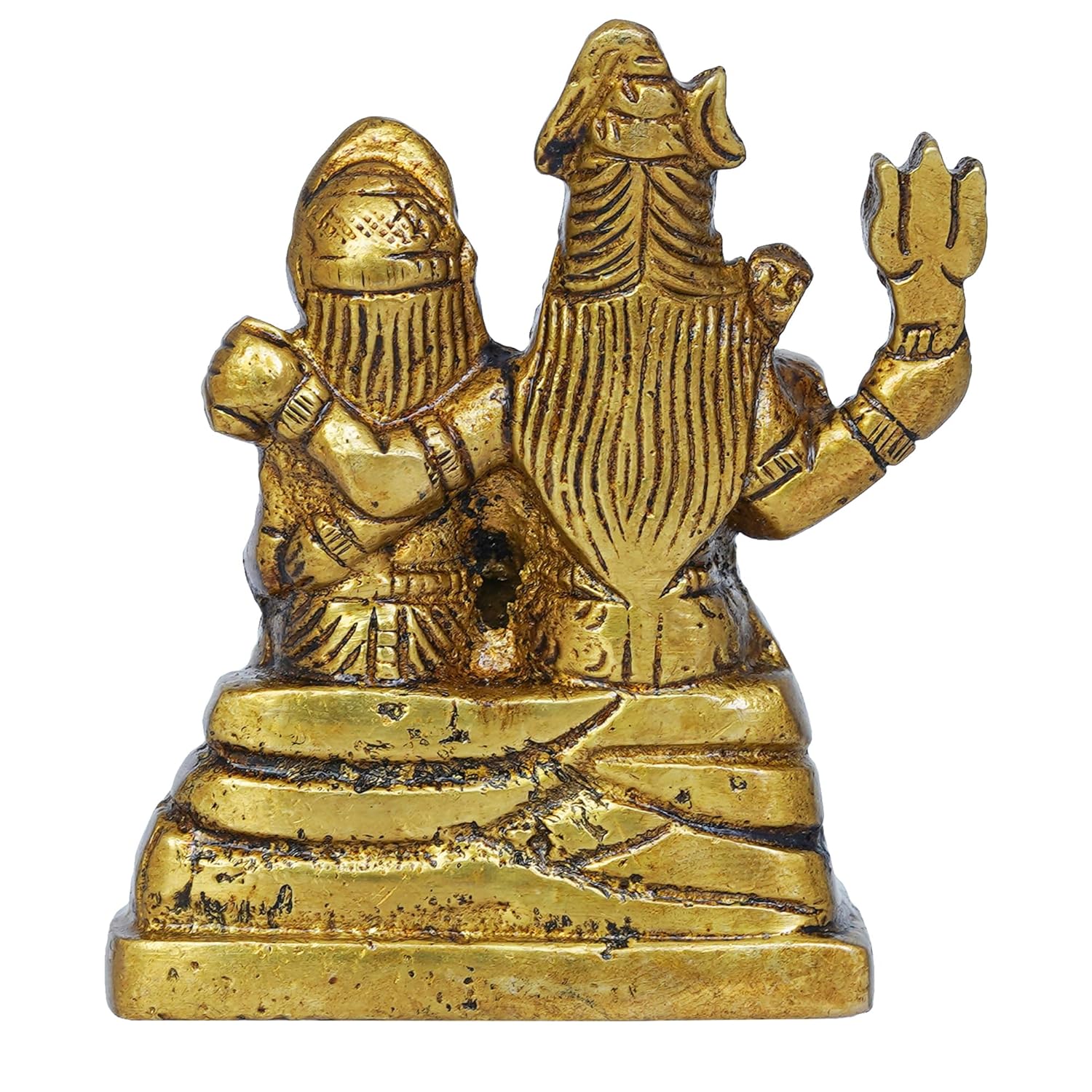 Ecraftindia Golden Brass Shiv Parivar Murti Idol | Lord Shiva, Parvati, Ganesha, Kartikeya Statue for Home Temple