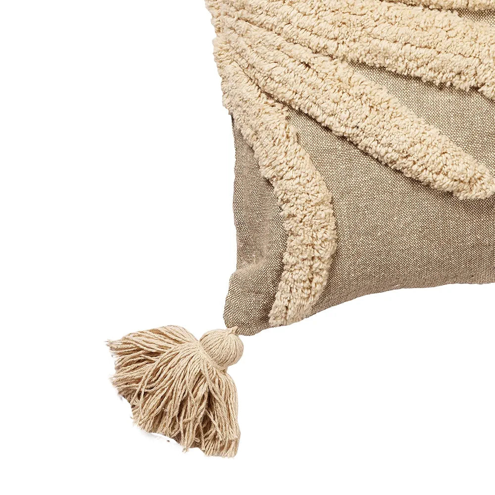 Sashaa World Cotton Cushion Cover Colour Grey & Beige Tufted Decorative Pillow Case