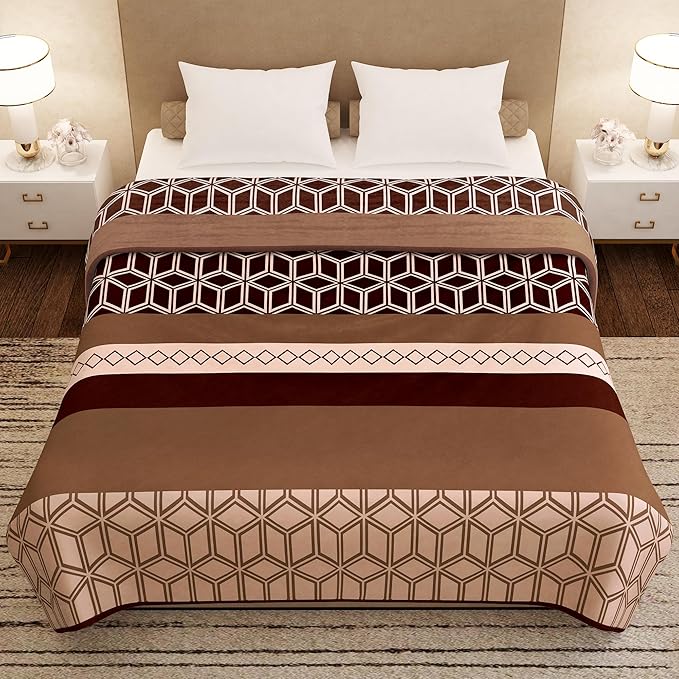 Story@Home Polyester All-Season AC Double Size Reversible Blanket Colour Brown