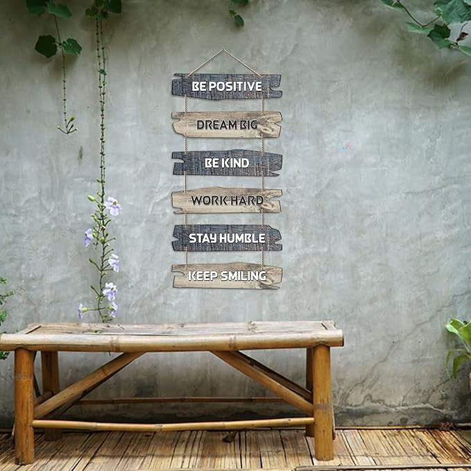 Artvibes Decorative Wall Hanging Wooden Art Decoration Item for Living Room | Quotes Decor Item | Set of 6