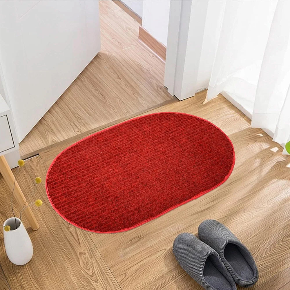 Kuber Industries Door Mat Oval Shape Door Mat Door Colour Red