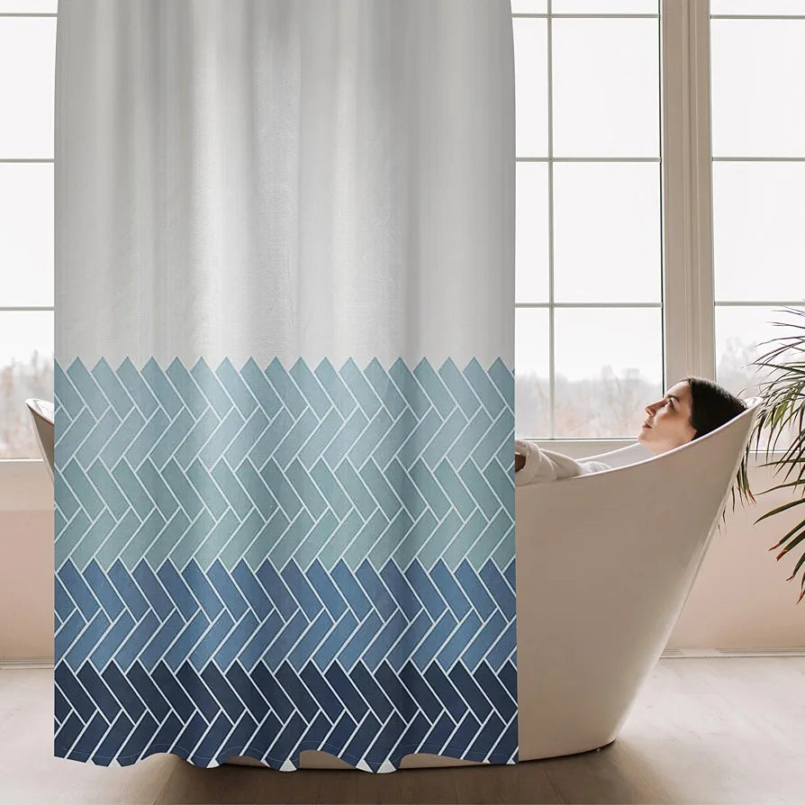 Homethreads Embrace Luxury with Our 6-Feet Long Premium Polyester Shower Curtain with 12 Hooks for a Lavish Bathroom Blue Colour