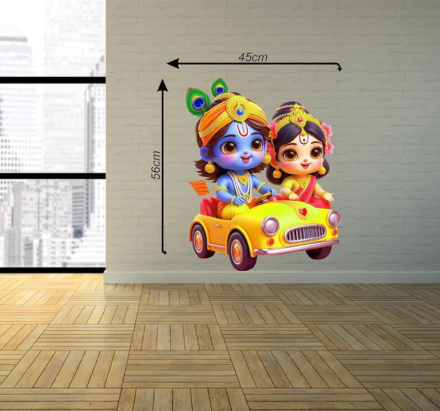 Rng Graphics Pvc Vinyl Krishna Wall Sticker Radha Krishna Wall Stickers Multicolor 56cm X 45cm DW-121L