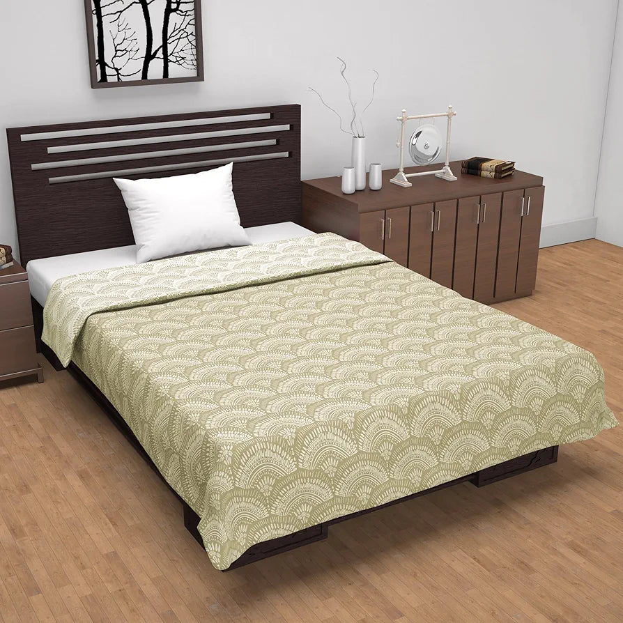 Divine Casa Microfibre 120 GSM Mild Winter Reversible Single Bed Dohar AC Blanket TC - 120 Colour Amber Green
