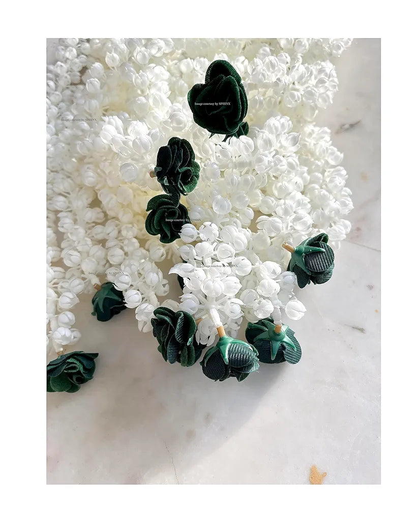 Artificial Jasmine Buds & Rose Strings Garlands Green