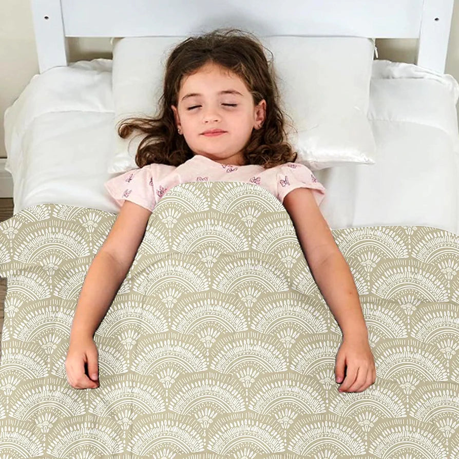 Divine Casa 120 GSM Microfiber Single Kids Dohar Soft & Lightweight Throw Blanket Floral Burst Pattern Colour Soybean & White