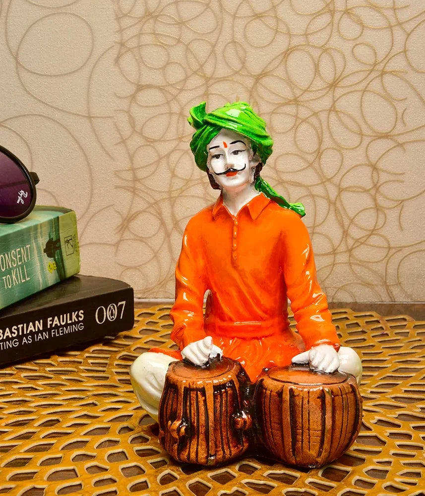 Karigaari Ideas Hand Crafted Polyresin Orange Eco Friendly Rajasthani Idol Figurine