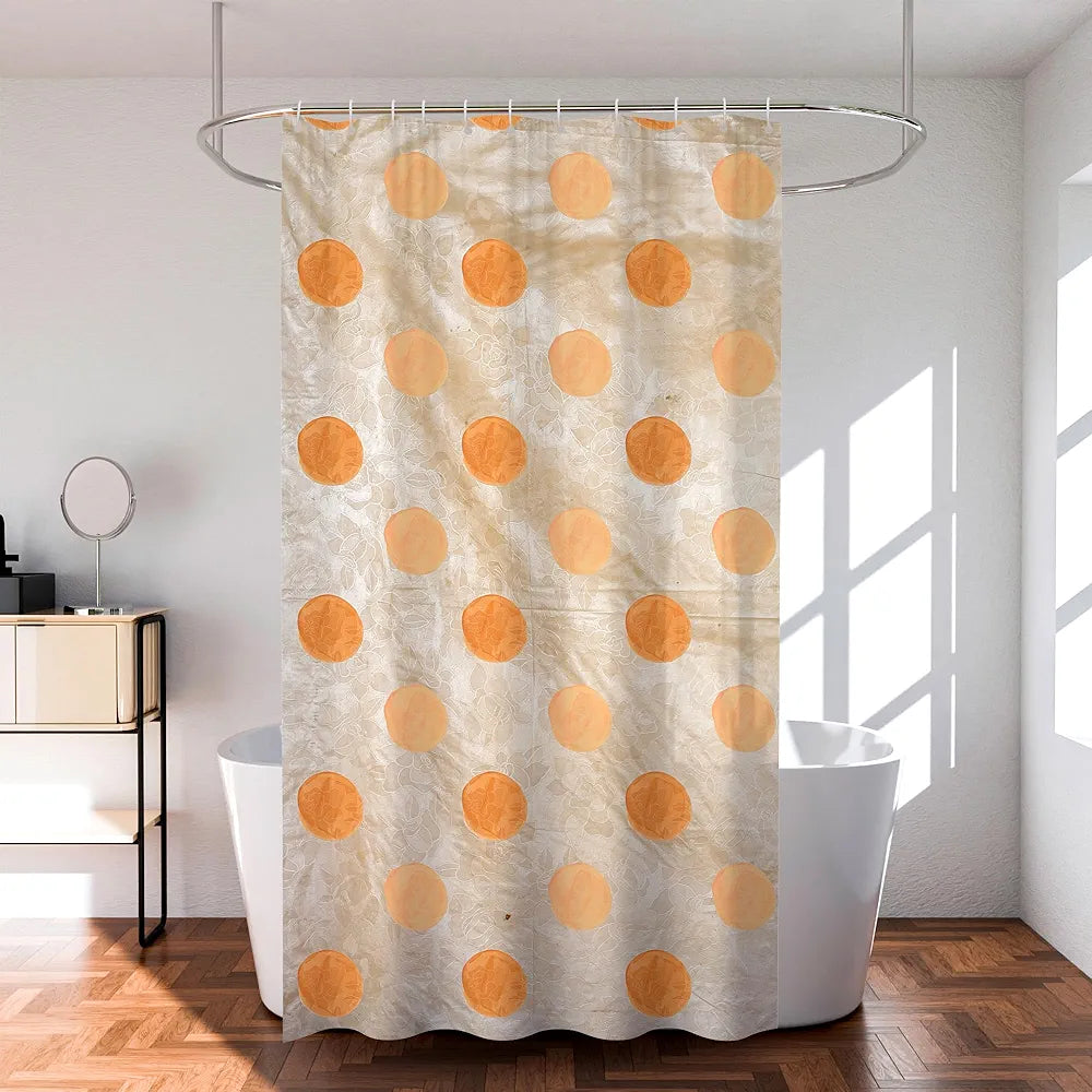 Kuber Industries Shower Curtain Bathroom Shower Curtain 8 Rings Curtain Dot Painting Golden