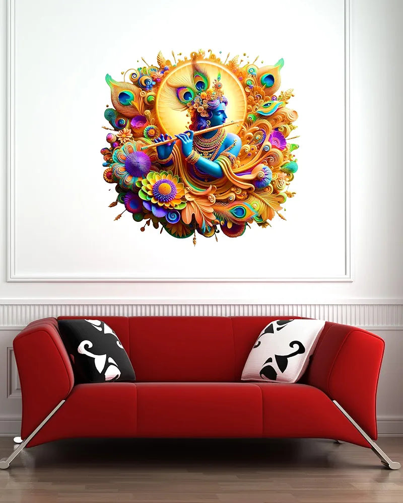 Rng Graphics Pvc Vinyl Little Krishna Wall Self Adhesive Sticker krishna Wall Sticker Multicolor 45 Cm X 45cm DW-122L