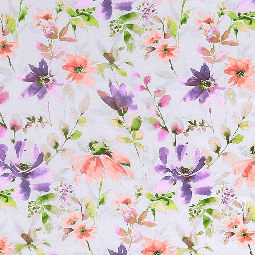 Cloth Fusion Blackout Printed Premium Window Curtains 5 Feet Long Set of 2 Purple Lotus