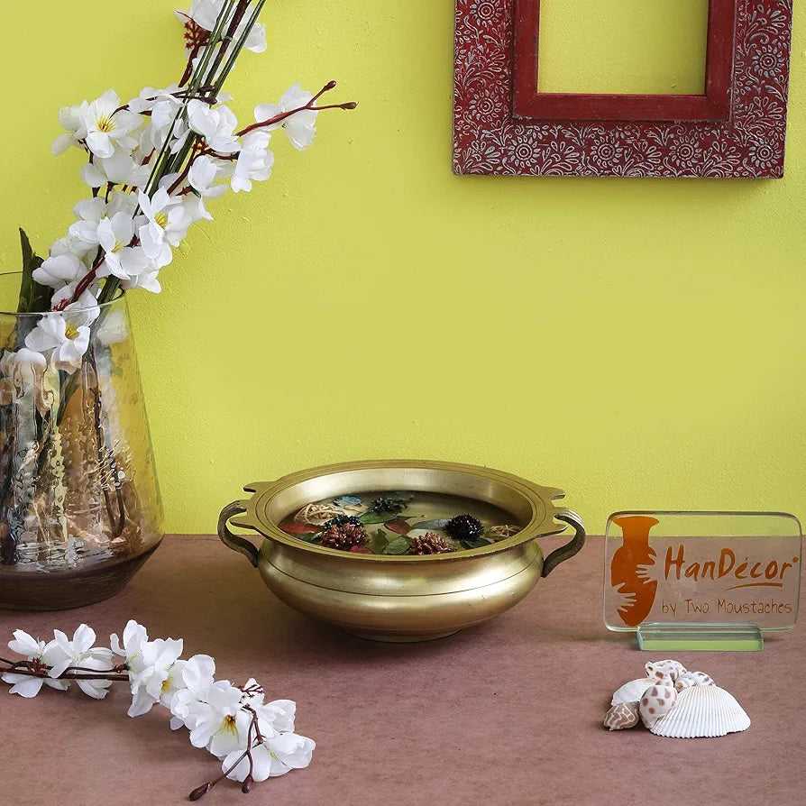 Two Moustaches Brass Urli Traditional Bowl Showpiece
