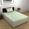 Divine Casa 144 TC 100% Cotton Single Bedsheet with 1 Pillow Cover Abstract Pattern Colour Water Blue