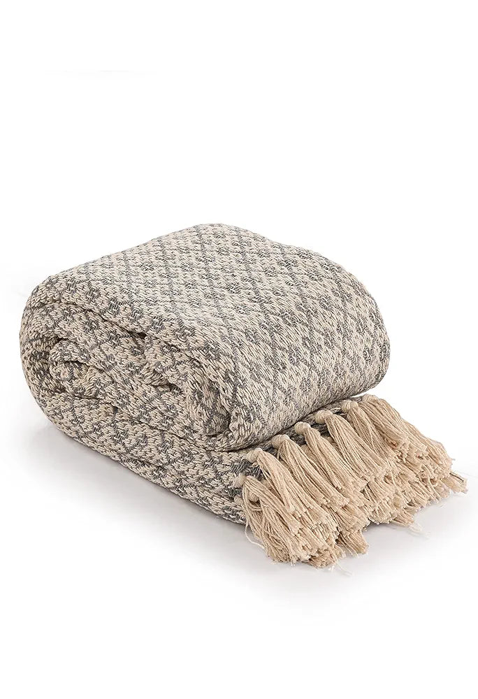 Sashaa World Soft Throw Blanket Colour Grey/Natural