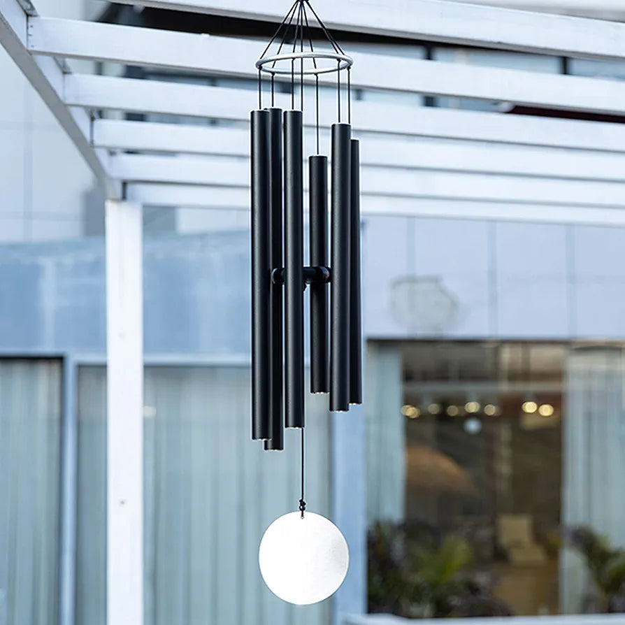 Loving Basso Metal Wind Chimes Outdoor Large Deep Tone 45In Large Matte Black