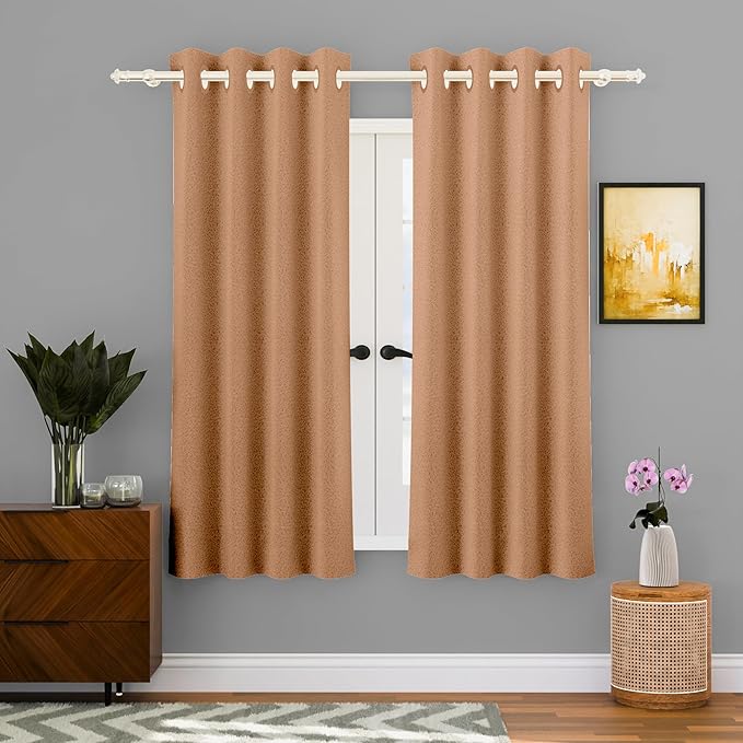 Kuber Industries Stylish Window Curtains for Living Room & Bedroom Web Net Golden Colour