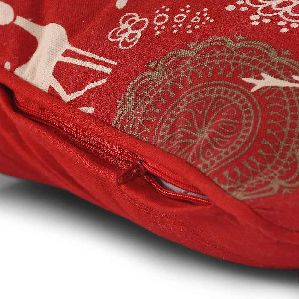 Sashaa World Reindeer Print Cushion Cover Pillow Cover For Living Room Colour Red