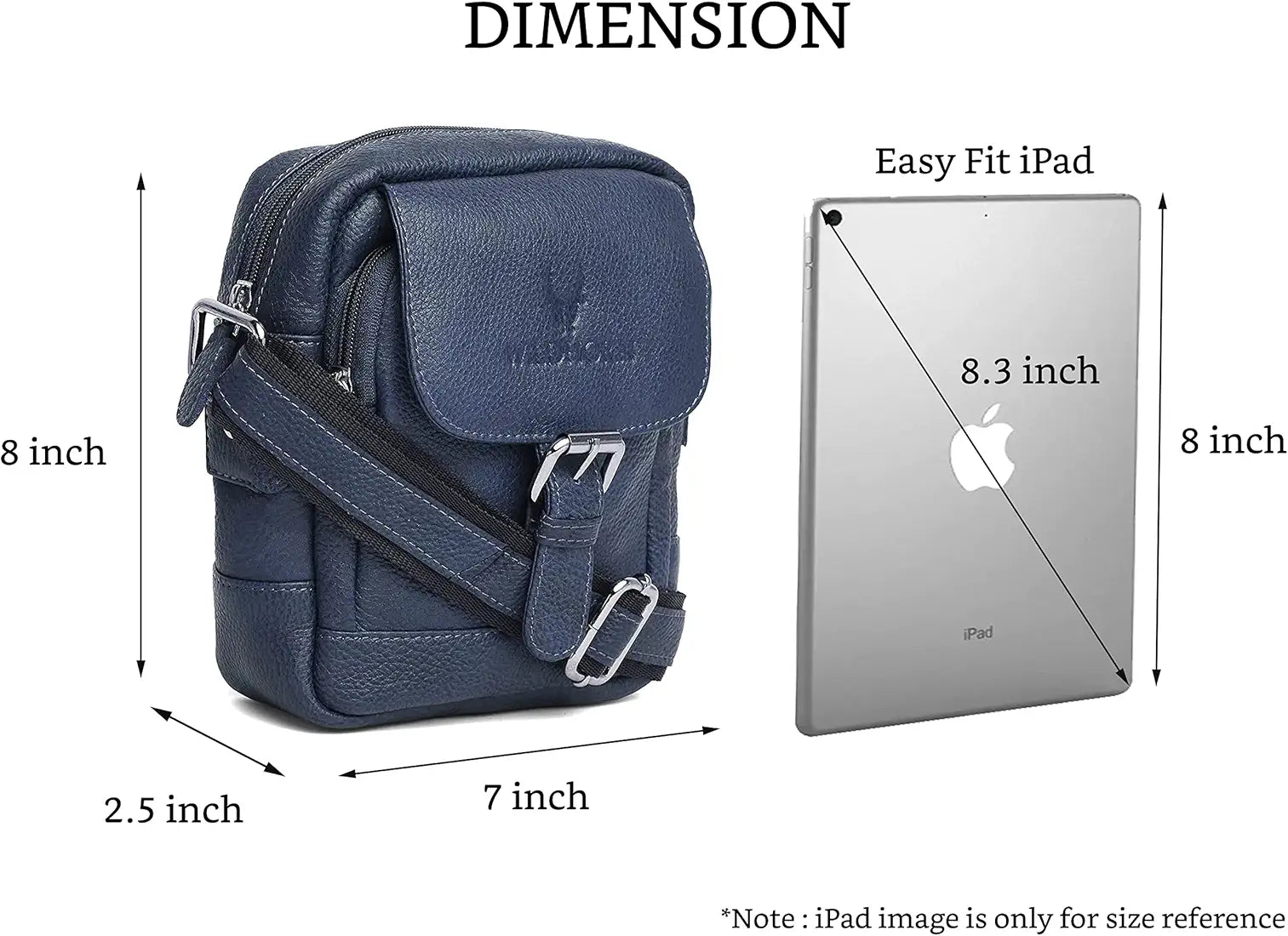 WildHorn Leather Sling Messenger Bag for Men I Multipurpose Crossbody Bag I Travel Bag with Adjustable Strap I Utility Bag I Dimension : L-6 inch W-2.7 inch H-8.5 inch