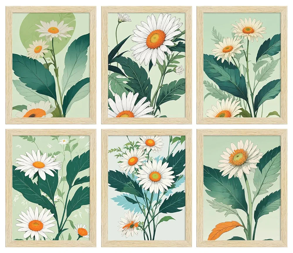 ArtX Paper Floral Art Paintings SunFlowers-SO6-01 With Frame Multicolor Set of 6