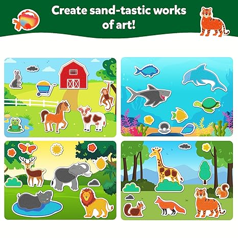 Skillmatics Art & Craft Activity Sand Tastic Art Animals Sand Art for Kids Craft Kits