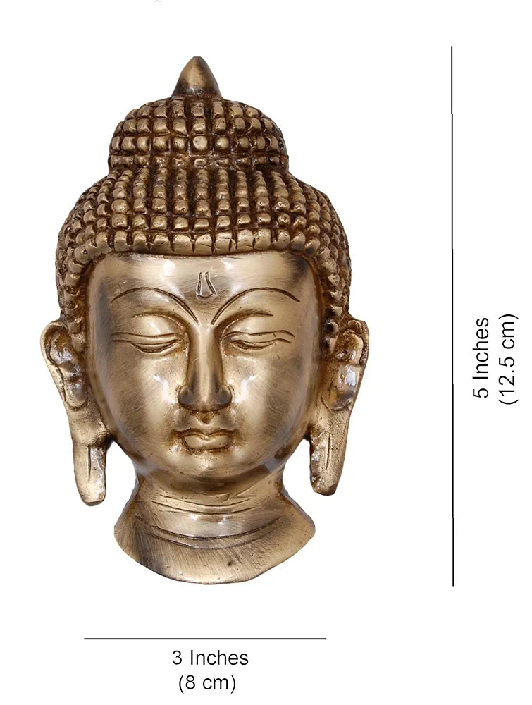Two Moustaches Buddha Face Brass Wall Hanging