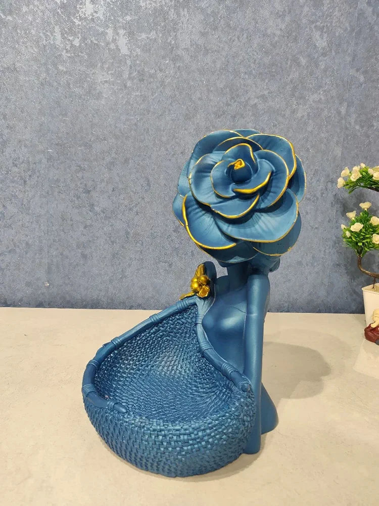 Zart Lady with Basket Showpiece for Home Decor & Office Decor