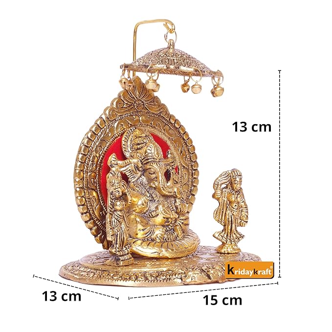 KridayKraft Riddhi Shiddhi Ganesha Metal Statue for Temple Pooja Ganesh Murti Decorative