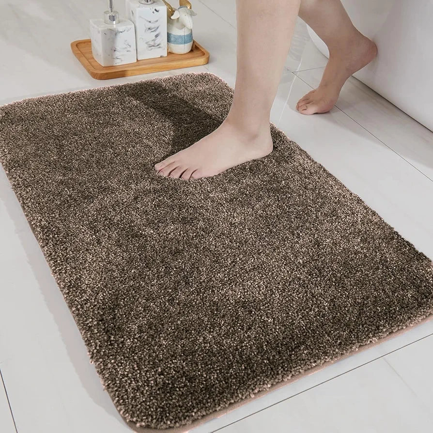 Luxe Home International Microfibre Rectangular Bath mat Super Soft Anti Skid Newman Mats For Bathroom Colour Chocolate