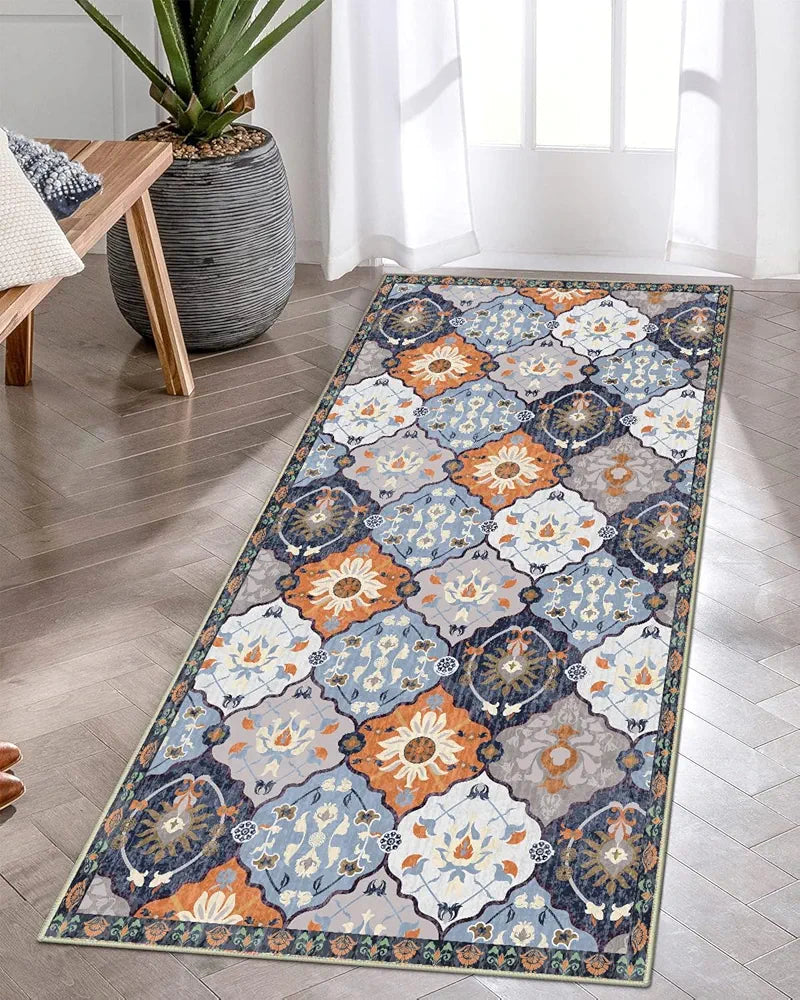 Ishro Home Velvet Premium Modern Runner Rug For Bedroom, Kitchen Colour Orange
