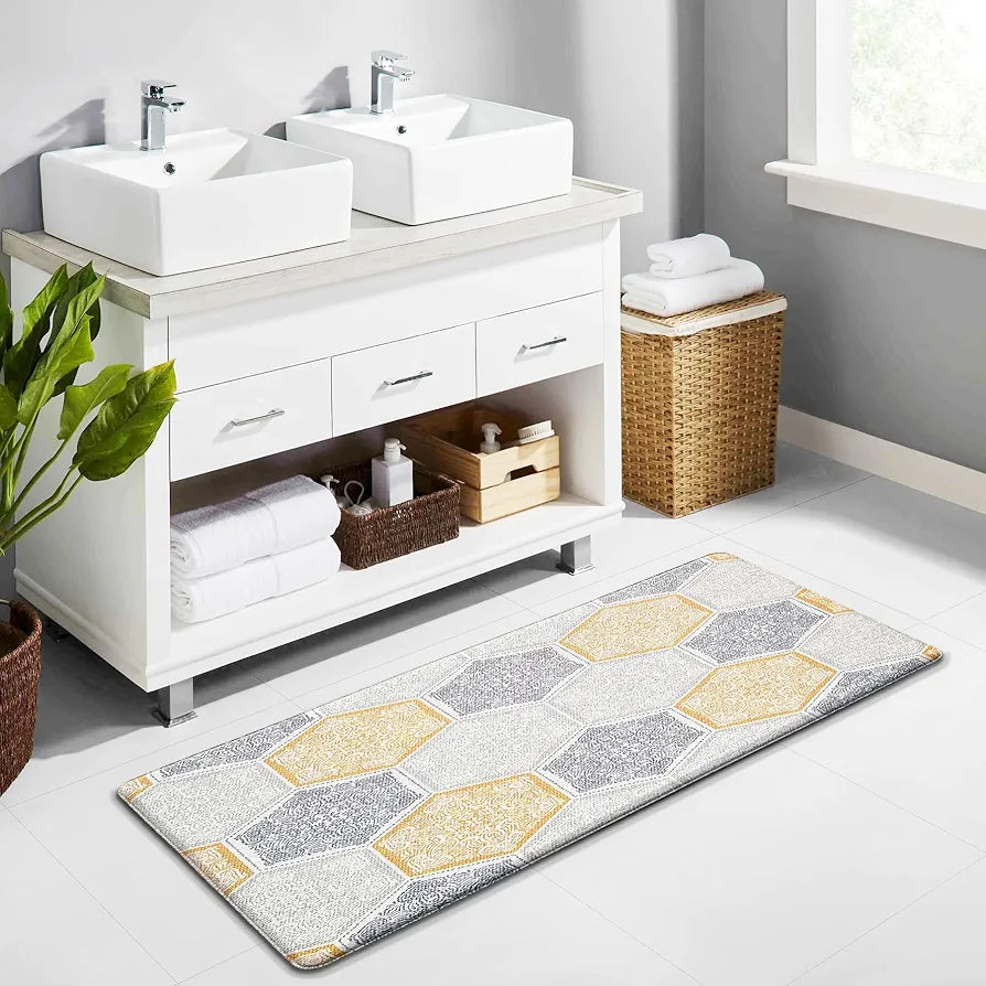 Luxe Home ColumboAnti-Fatigue Kitchen Mat Non-Slip Cushioned Comfort Mat Hexagonal Tile Pattern Standing Desk Mat Colour Honeycomb