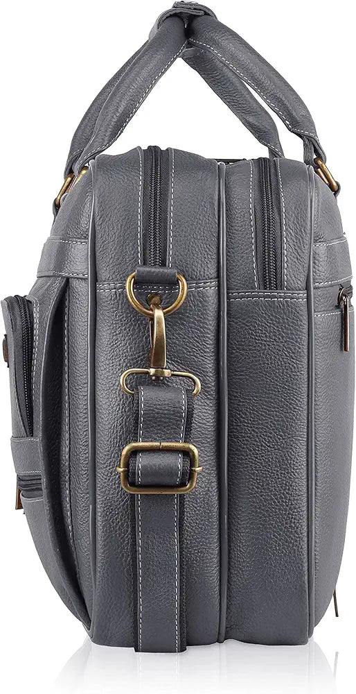 WildHorn Leather 15.6 inch Laptop Messenger Bag for Men I Multi- Pockets I Extra Storage I Carry Handles I Adjustable Strap