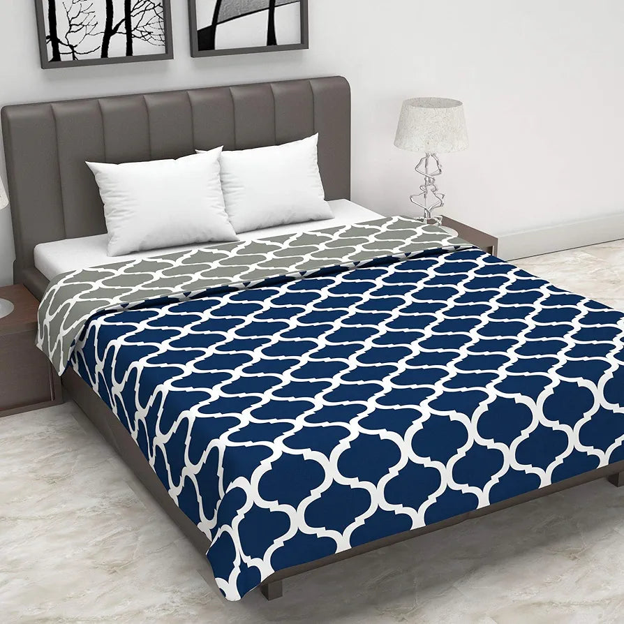 Divine Casa 120 GSM Summer Quilt Brushed Microfibre 3 Layer Breathable Double Bed Dohar AC Blanket Lightweight Warm Rajai Throws for Bed TC - 120 Colour Blue Heaven