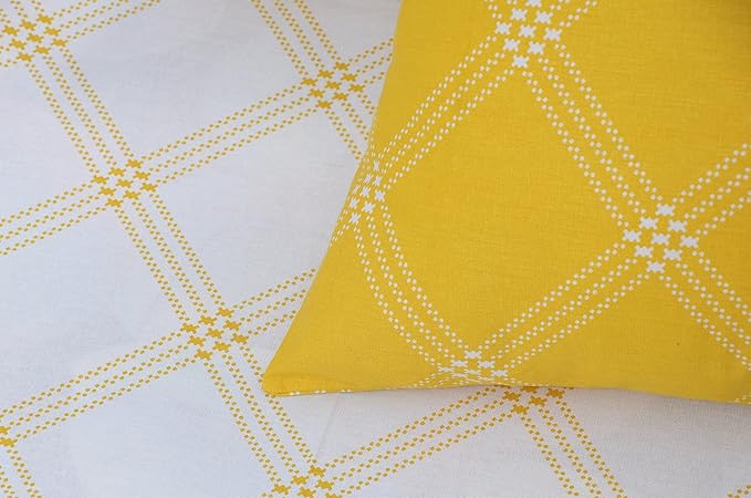 Huesland by Ahmedabad Cotton 186 Tc Bedsheet for King Size Bed With 2 Pillow Covers | White & Yellow