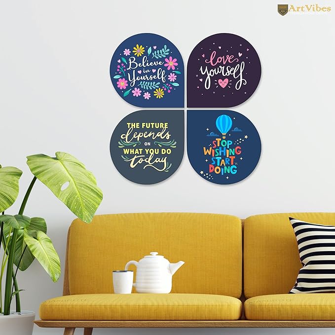 Artvibes Believe in Your Self Inspirational Quote Wooden Wall Hanging for Home Decor