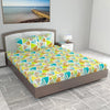 Divine Casa 144 TC 100% Cotton King Bedsheet with 2 Pillow Covers Abstract Pattern Colour Mustard