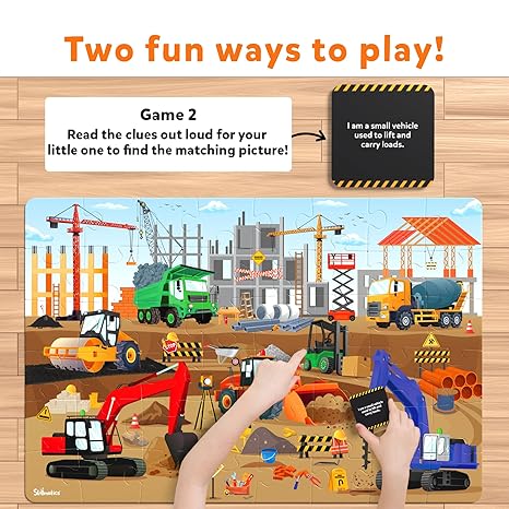 Skillmatics Floor Puzzle & Game Piece & Play Construction Site Jigsaw & Toddler Puzzles Educational Toy