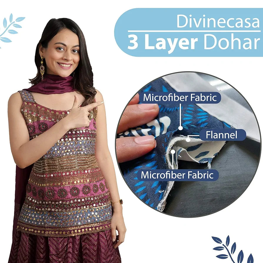 Divine Casa 120 GSM Microfiber Double Dohar Soft & Lightweight Throw Blanket Hexagonal Pattern Colour Legion Blue