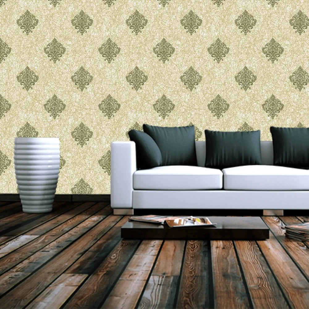 Indian Royals Damask and Royals Wallpaper Wall Poster Pvc Self Adhesive Golden Damask Wallpaper