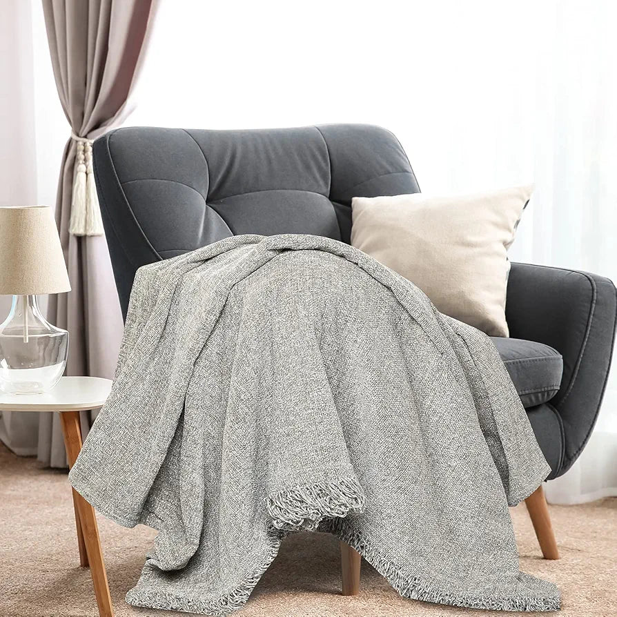 Sashaa World Soft Chenille Throw Colour Grey