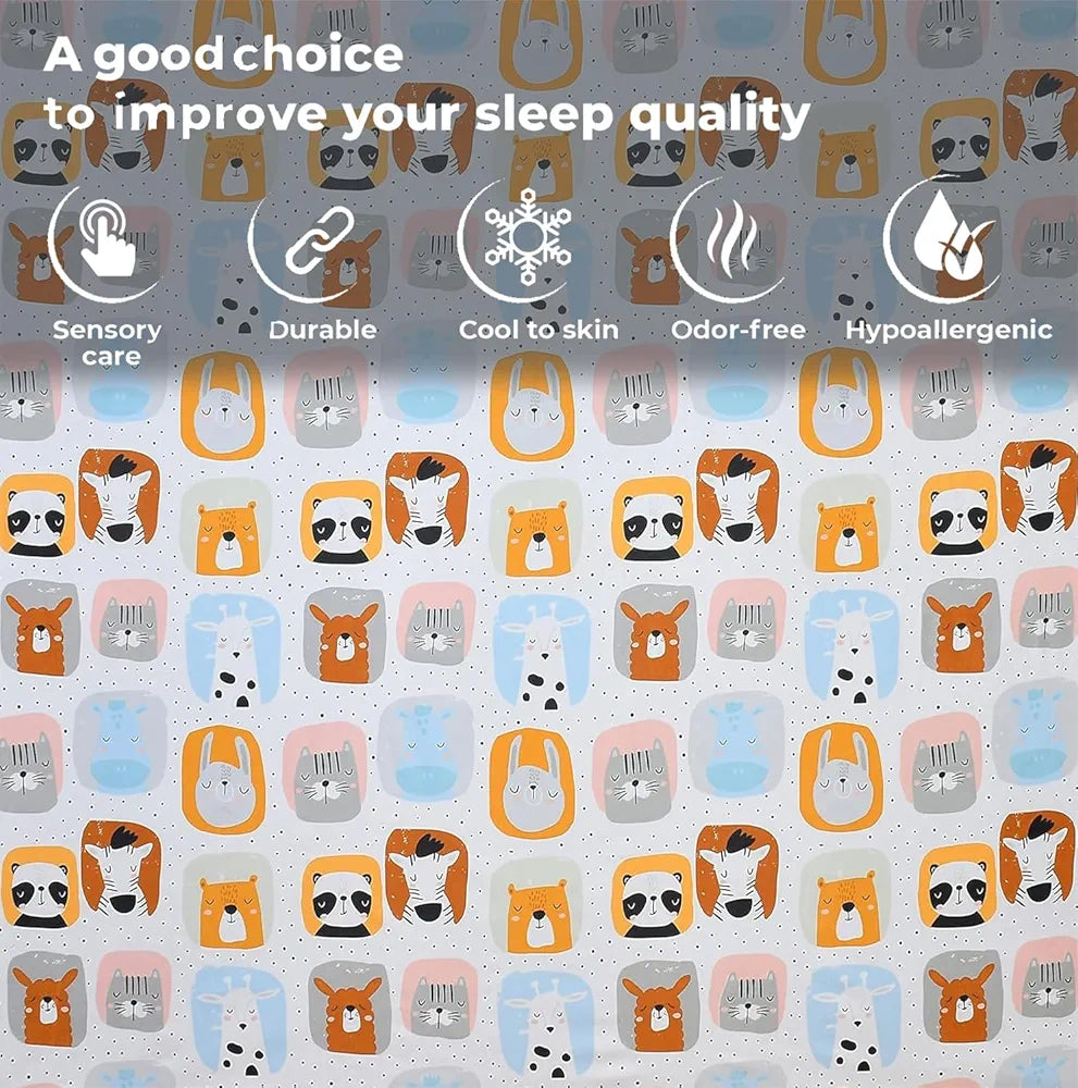 Fresh From Loom Glace Cotton 300 tc Elastic Fitted Cartoon Printed Cream Panda Smallsingle