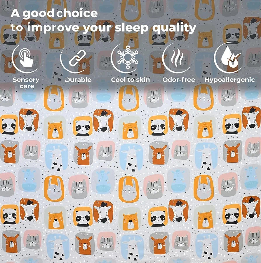 Fresh From Loom Glace Cotton Cartoon Printed Single Bedsheet Kids Bedsheet For Boys & Girls Room With One Pillow Cover 144 tc Multi-Color 1