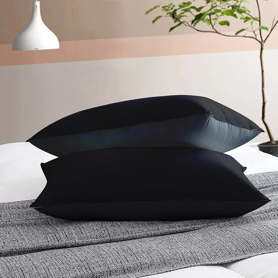 Cloth Fusion Premium Microfiber Soft Pillow Set of 2 Standard Size Black & Grey