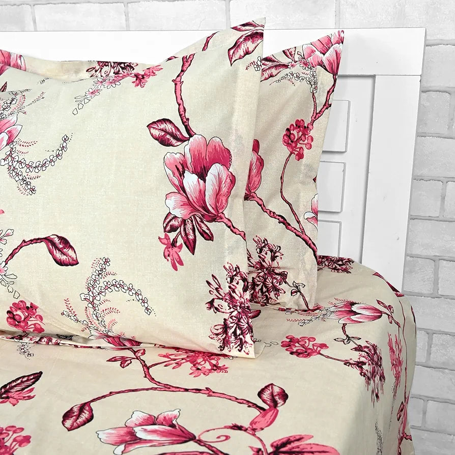 Divine Casa Double Size Bedsheet for Double Bed, 144 TC Pure Cotton Queen Size with 2 Pillow Covers Colour Sky Blue Mist