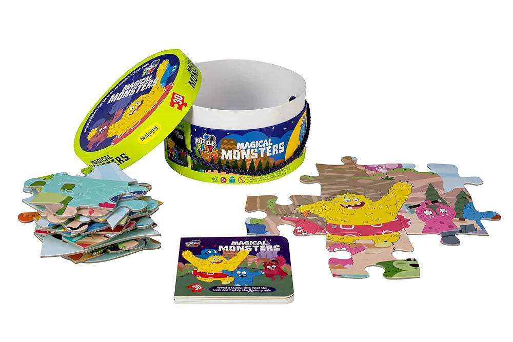 The Book Tree Magical Monsters Puzzle Box for Kids I 30 Jigsaw Puzzle Pieces & 1 Storybook I Fun Toy for Children Age 3+ I for Children by Majestic Book Club