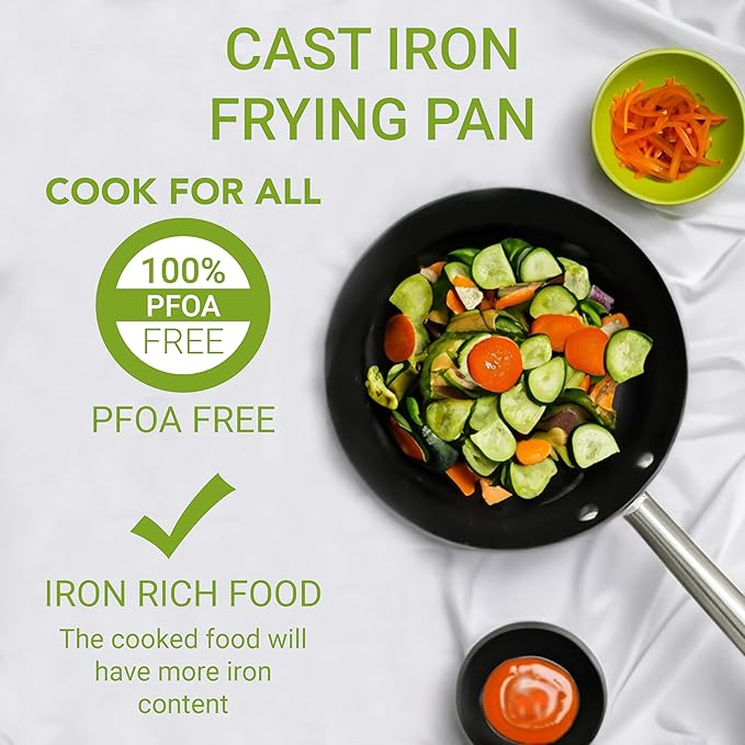 Femora Preseasoned Cast Iron 20 Cm Fry Pan | Non Toxic and Coating | Pack of 1 Pcs